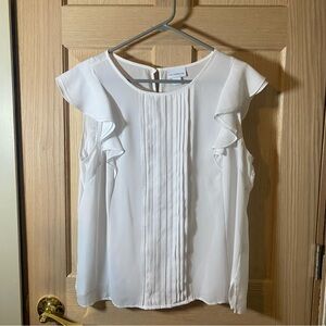 Liz Claiborne White Ruffle Sleeve Blouse